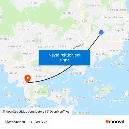 Metsätonttu to Soukka map