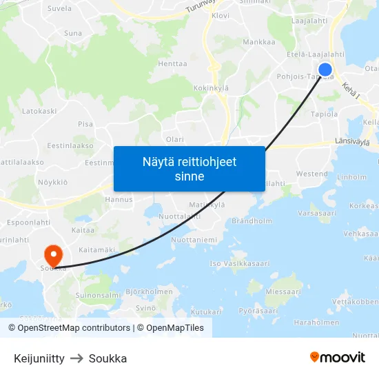 Keijuniitty to Soukka map