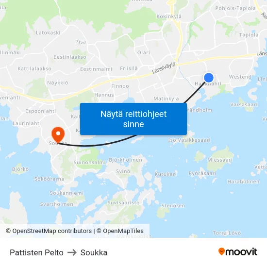 Pattisten Pelto to Soukka map