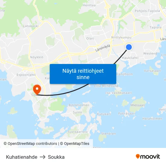Kuhatienahde to Soukka map