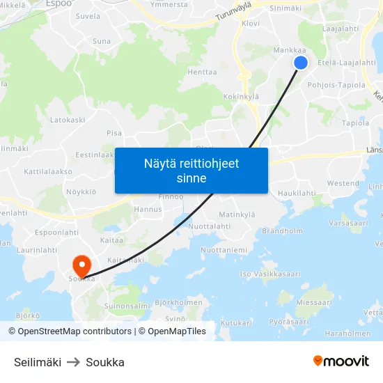 Seilimäki to Soukka map