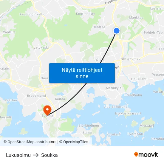 Lukusolmu to Soukka map