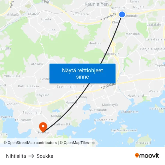 Nihtisilta to Soukka map