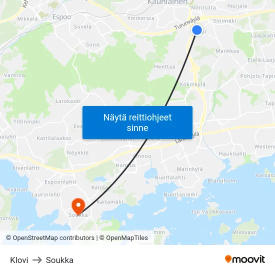 Klovi to Soukka map