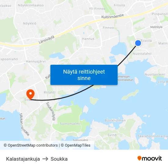 Kalastajankuja to Soukka map
