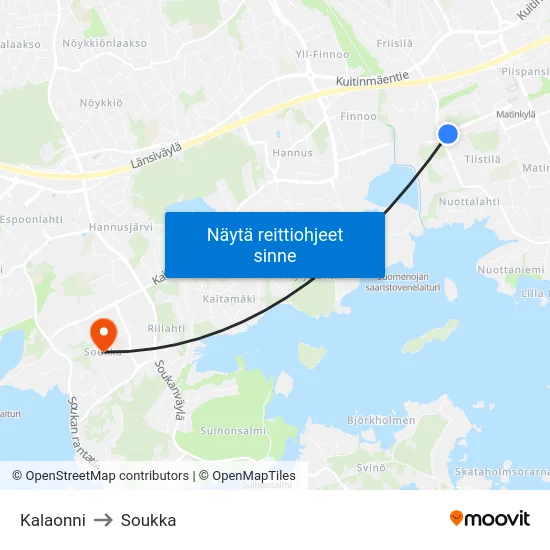 Kalaonni to Soukka map