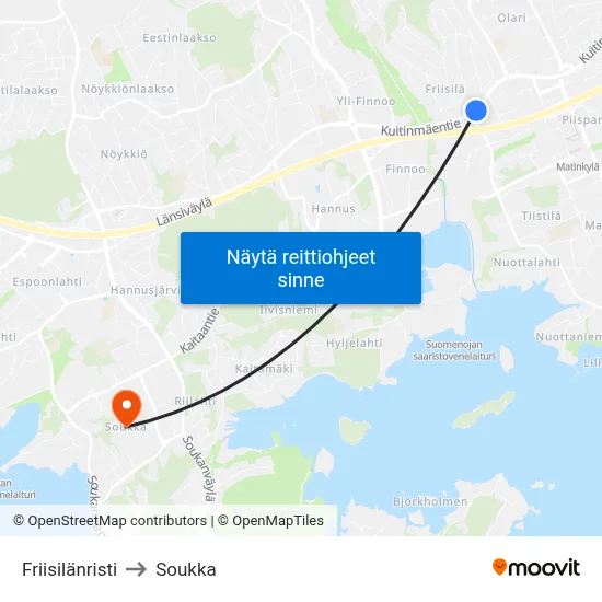 Friisilänristi to Soukka map