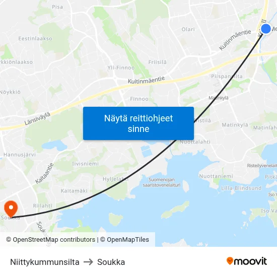 Niittykummunsilta to Soukka map