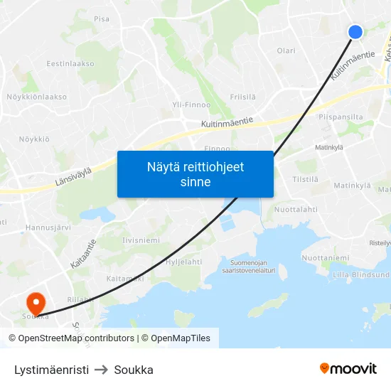 Lystimäenristi to Soukka map