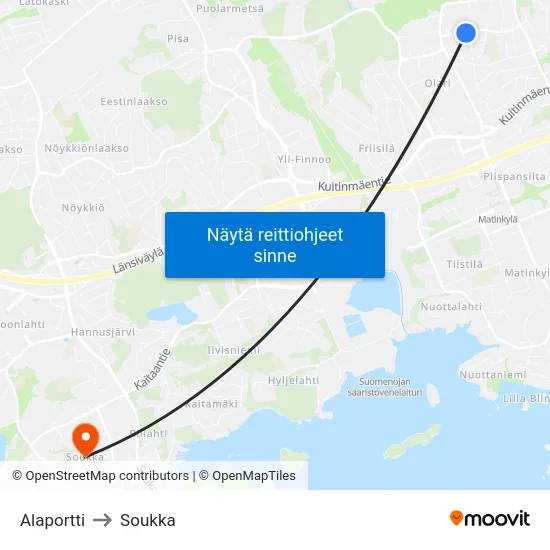 Alaportti to Soukka map