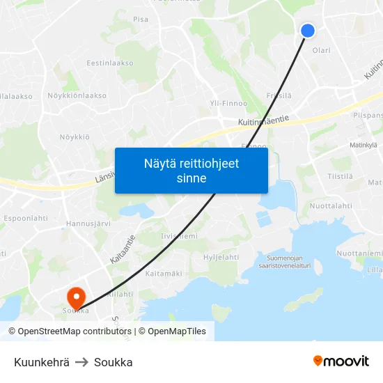 Kuunkehrä to Soukka map