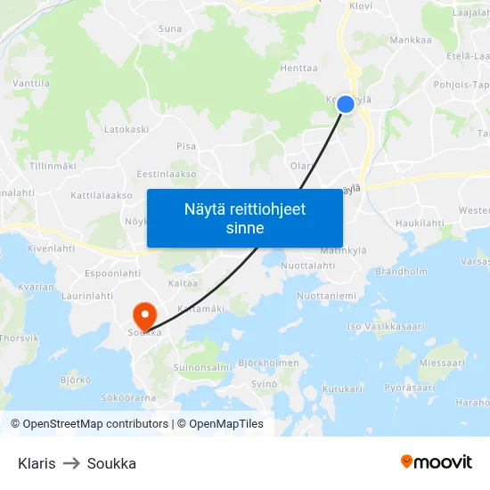 Klaris to Soukka map
