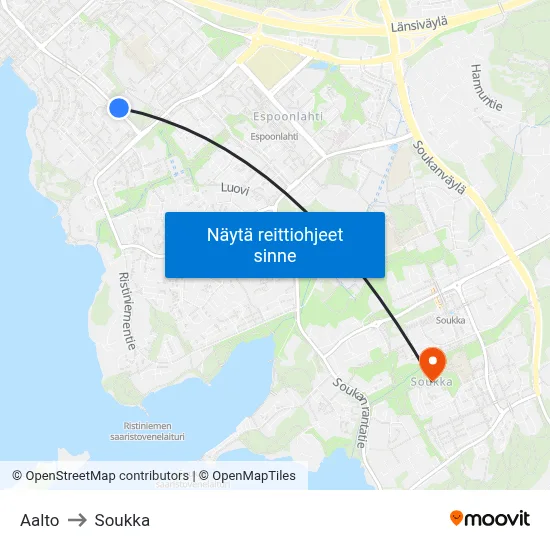 Aalto to Soukka map