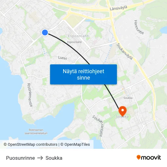Puosunrinne to Soukka map