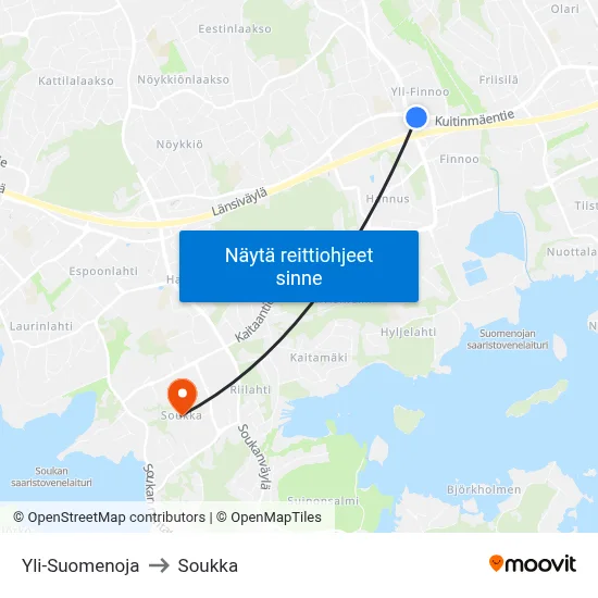 Yli-Suomenoja to Soukka map