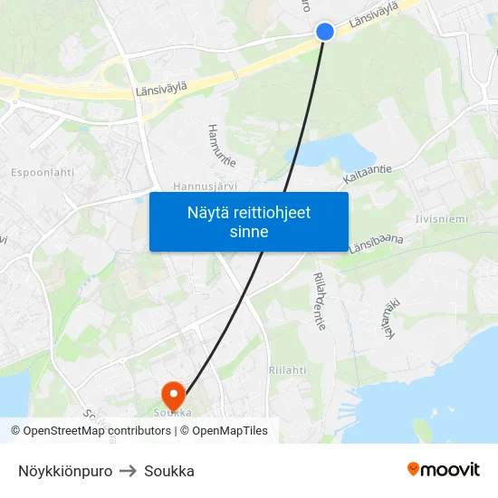 Nöykkiönpuro to Soukka map
