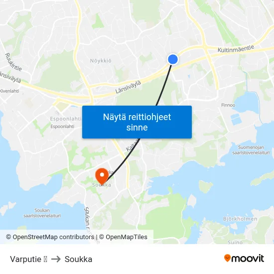 Varputie 🛍️ to Soukka map