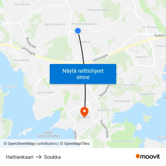 Haltiankaari to Soukka map