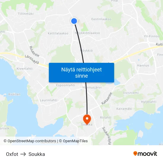 Oxfot to Soukka map