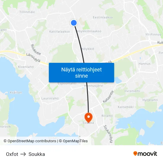 Oxfot to Soukka map