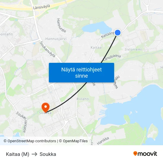 Kaitaa (M) to Soukka map