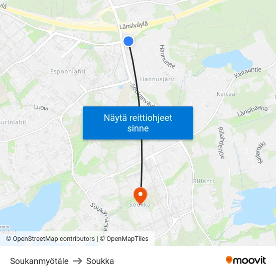 Soukanmyötäle to Soukka map