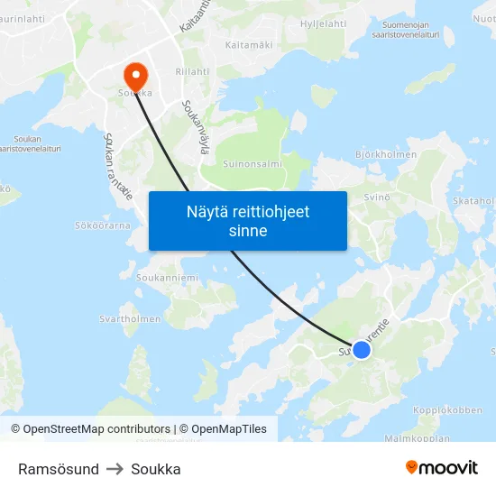 Ramsösund to Soukka map