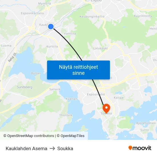 Kauklahden Asema to Soukka map