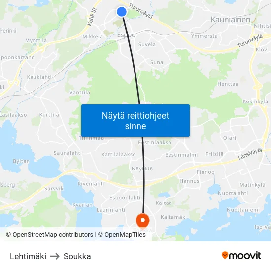 Lehtimäki to Soukka map