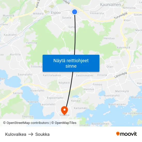 Kulovalkea to Soukka map