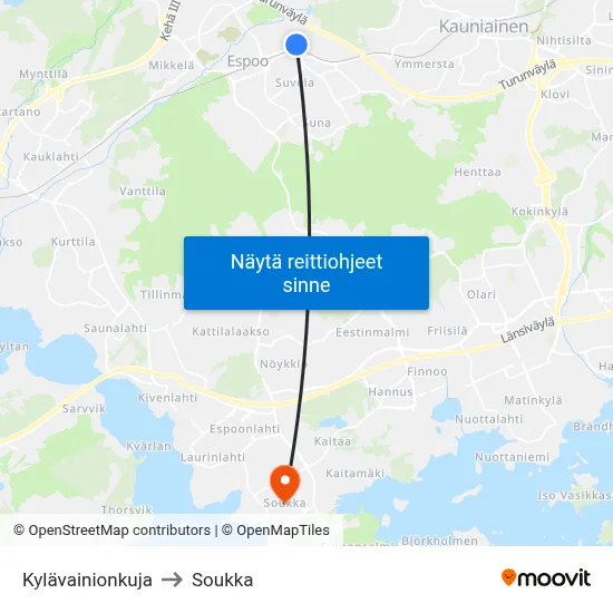 Kylävainionkuja to Soukka map