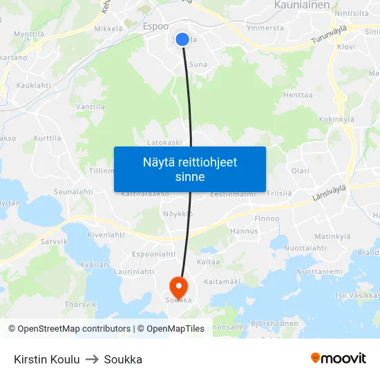 Kirstin Koulu to Soukka map