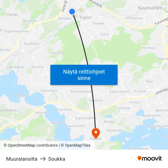 Muuralansilta to Soukka map