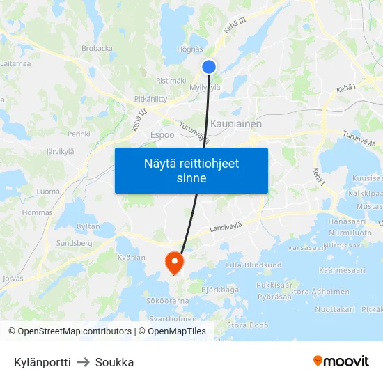 Kylänportti to Soukka map