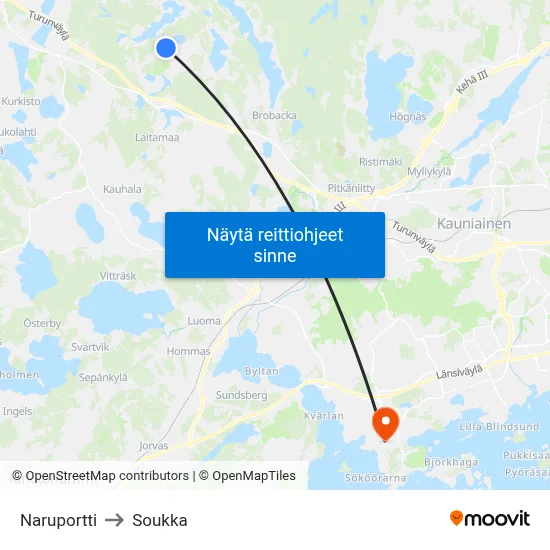 Naruportti to Soukka map
