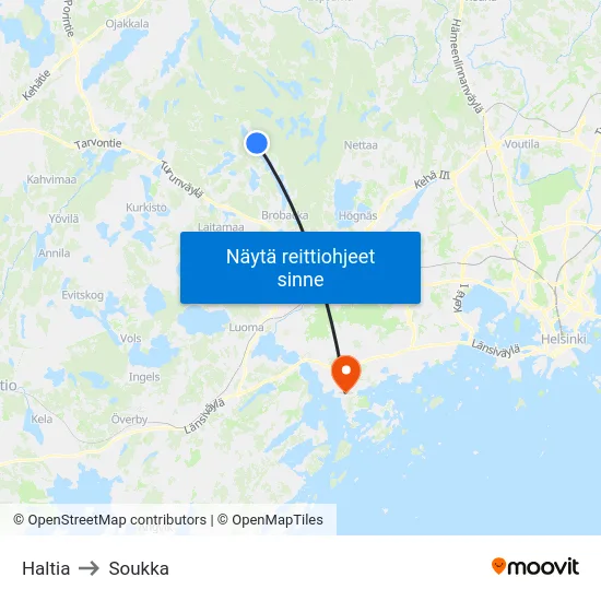 Haltia to Soukka map