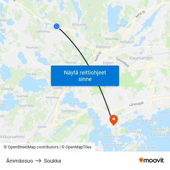 Ämmässuo to Soukka map