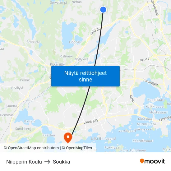 Niipperin Koulu to Soukka map