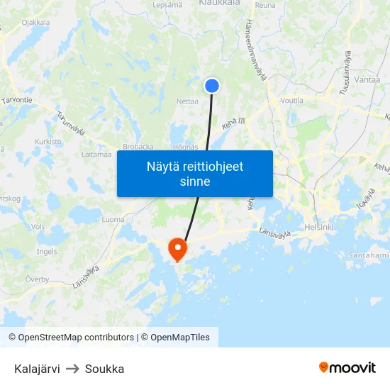 Kalajärvi to Soukka map