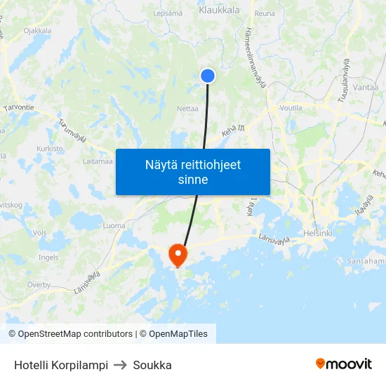 Hotelli Korpilampi to Soukka map