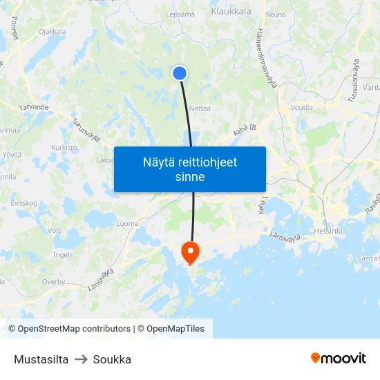Mustasilta to Soukka map