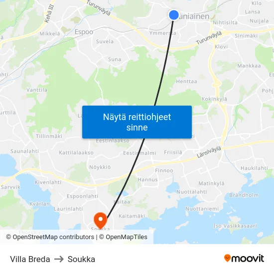 Villa Breda to Soukka map