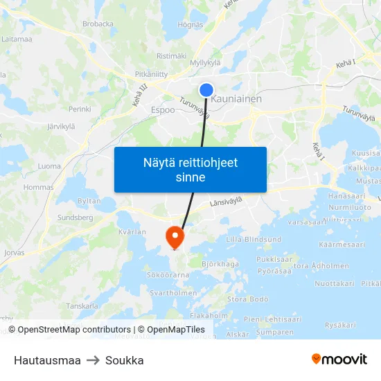 Hautausmaa to Soukka map