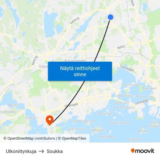 Ulkoniitynkuja to Soukka map