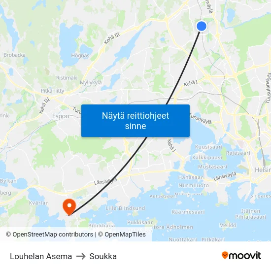 Louhelan Asema to Soukka map