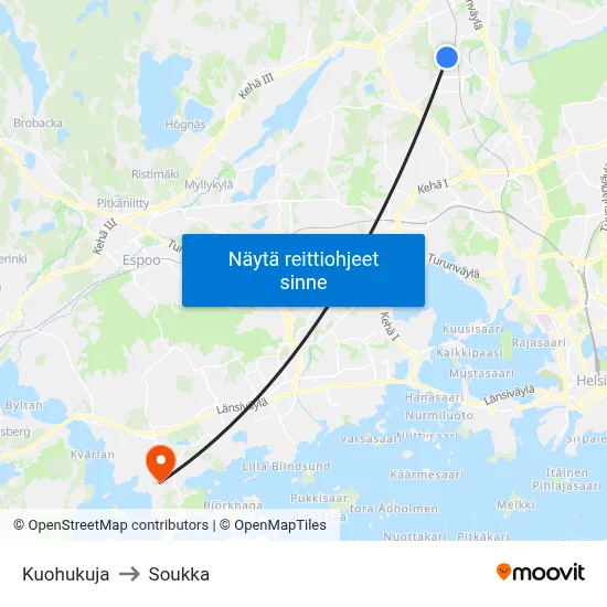 Kuohukuja to Soukka map