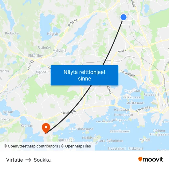 Virtatie to Soukka map