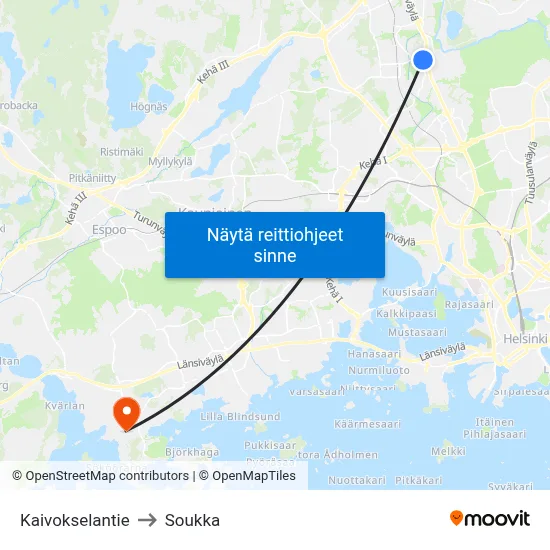Kaivokselantie to Soukka map