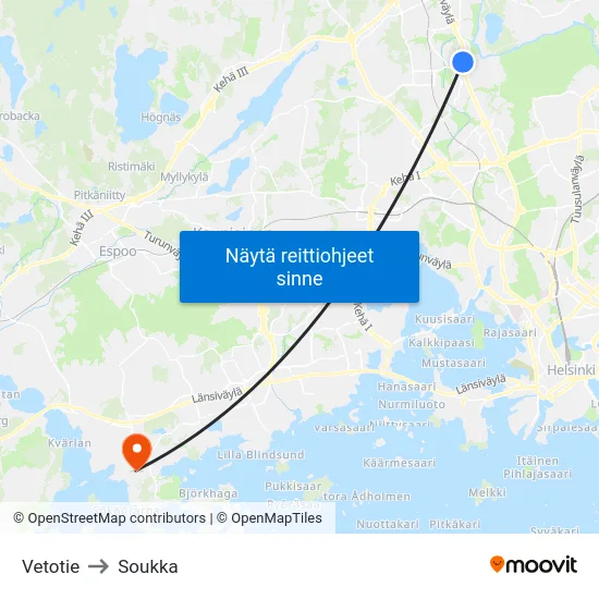 Vetotie to Soukka map