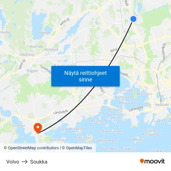 Volvo to Soukka map